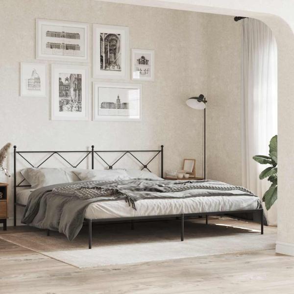 ARDEBO.de - Bettgestell mit Kopfteil Metall Schwarz 193x203 cm