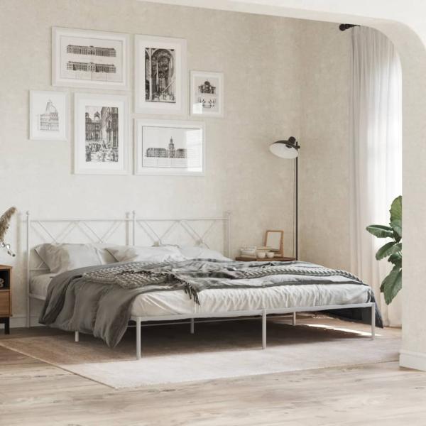 ARDEBO.de - Bettgestell mit Kopfteil Metall Weiß 180x200 cm