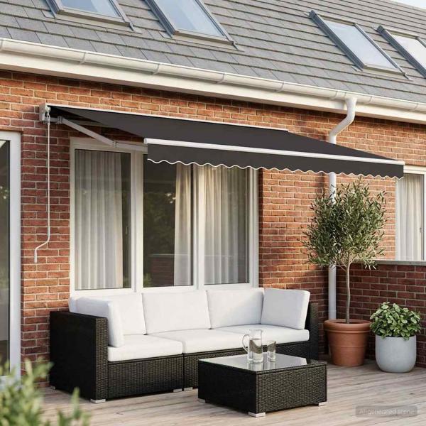 ARDEBO.de - Markisenvolant Anthrazit Gestreift 600 cm