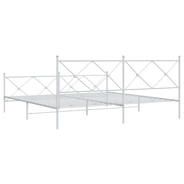 Bettgestell mit Kopf- und Fußteil Metall Weiß 200x200 cm