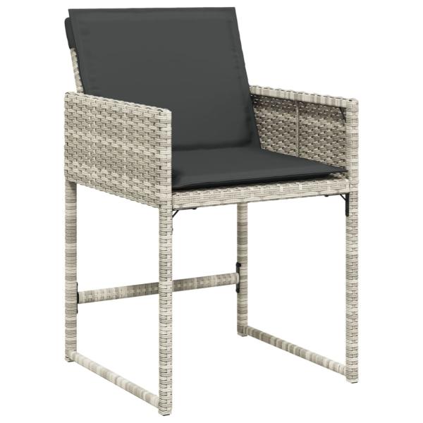 9-tlg. Garten-Essgruppe mit Kissen Hellgrau Poly Rattan