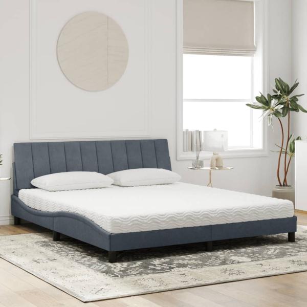Bett mit Matratze "Hanko" Dunkelgrau 180x200 cm Samt