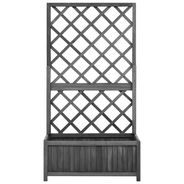 Pflanzkübel mit Spalier Schwarz 70x30x135 cm Massivholz Tanne