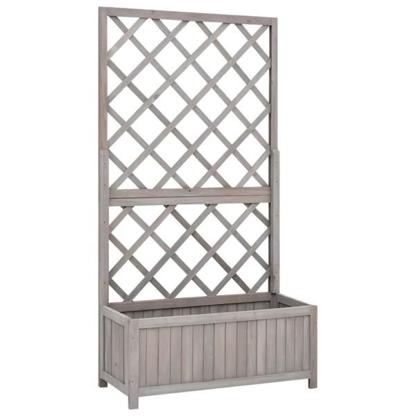 ARDEBO.de - Pflanzkübel mit Spalier Grau 70x30x135 cm Massivholz Tanne