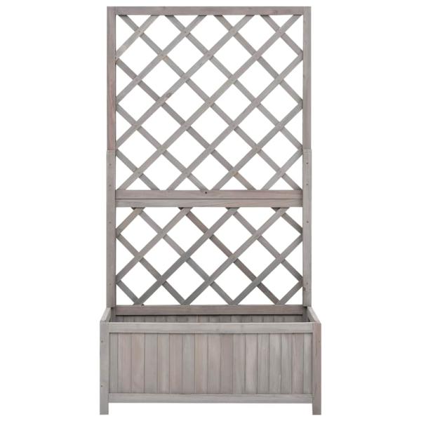 Pflanzkübel mit Spalier Grau 70x30x135 cm Massivholz Tanne