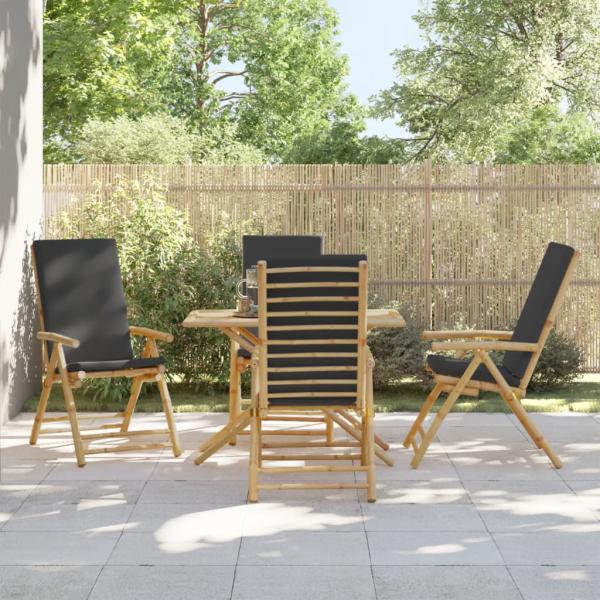 ARDEBO.de - Gartenstühle 4 Stk. Verstellbar Klappbar mit Kissen Bambus