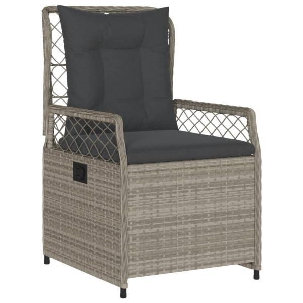 5-tlg. Garten-Essgruppe mit Kissen Hellgrau Poly Rattan
