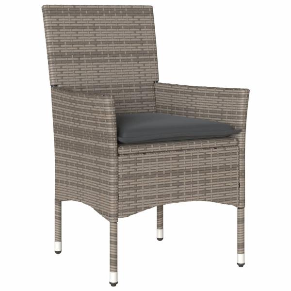 5-tlg. Garten-Essgruppe mit Kissen Grau Poly Rattan und Glas