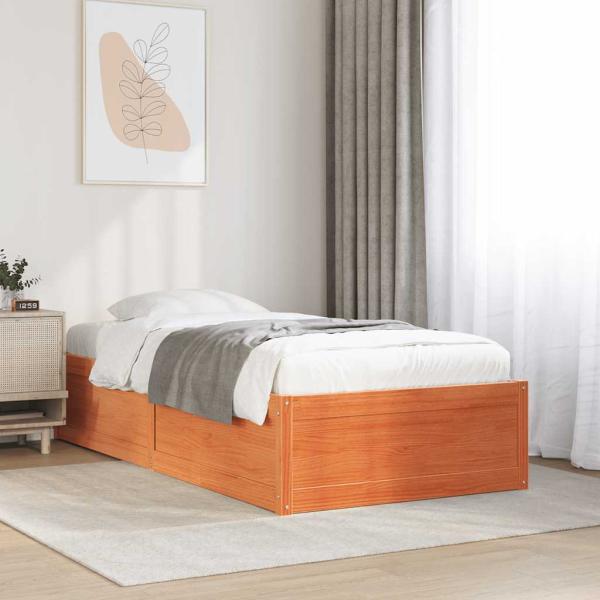 ARDEBO.de - Massivholzbett ohne Matratze Wachsbraun 75x190 cm Kiefernholz