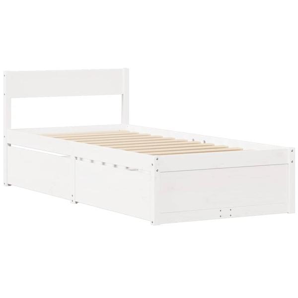 Massivholzbett ohne Matratze Weiß 75x190 cm Kiefernholz