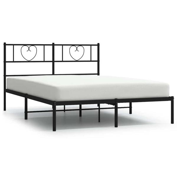 Bettgestell mit Kopfteil Metall Schwarz 160x200 cm