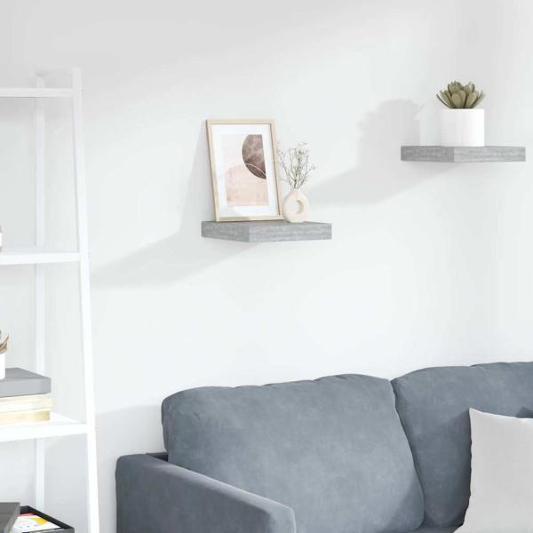 ARDEBO.de - Schweberegal Betongrau 23x23,5x3,8 cm MDF