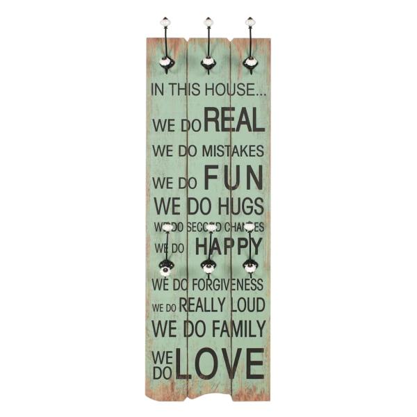Wandgarderobe mit 6 Haken 120x40 cm HAPPY LOVE