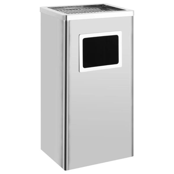 ARDEBO.de - Mülleimer mit Aschenbecher 45 L Edelstahl