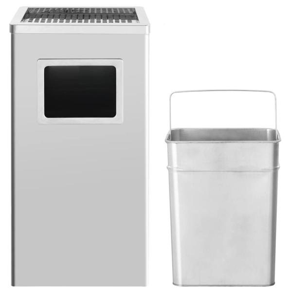 Mülleimer mit Aschenbecher 45 L Edelstahl