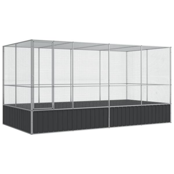 Voliere mit Erweiterung Silber 418 x 207 x 212 cm Stahl