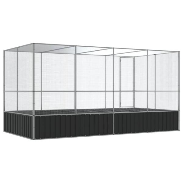 Voliere mit Erweiterung Silber 418 x 207 x 212 cm Stahl