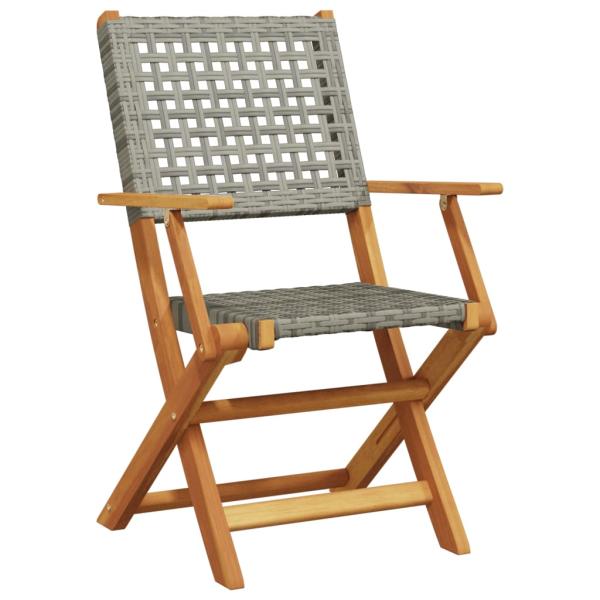 5-tlg. Garten-Essgruppe Grau Poly Rattan und Massivholz