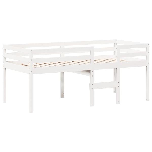 Hochbett mit Dach Weiß 90x190 cm Massivholz Kiefer