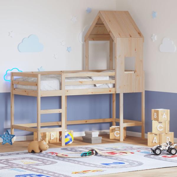 ARDEBO.de - Hochbett mit Leiter und Dach 80x200 cm Massivholz Kiefer