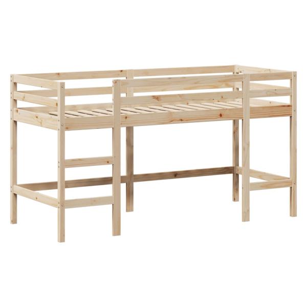 Hochbett mit Leiter und Dach 80x200 cm Massivholz Kiefer