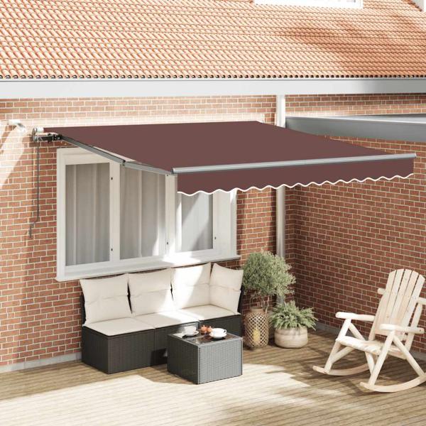 ARDEBO.de - Markise Automatisch mit LEDs Braun 300x250 cm