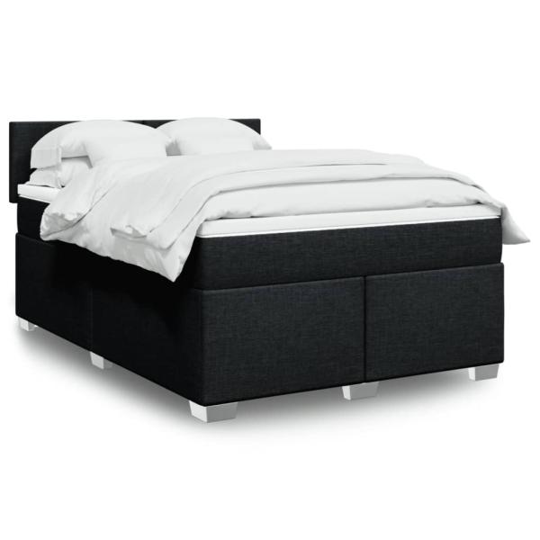 ARDEBO.de - Boxspringbett mit Matratze Schwarz 140x190 cm Stoff