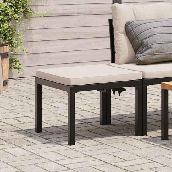 ARDEBO.de - Gartenhocker mit Kissen Schwarz Pulverbeschichteter Stahl