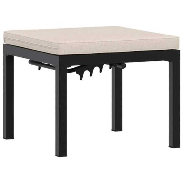 Gartenhocker mit Kissen Schwarz Pulverbeschichteter Stahl
