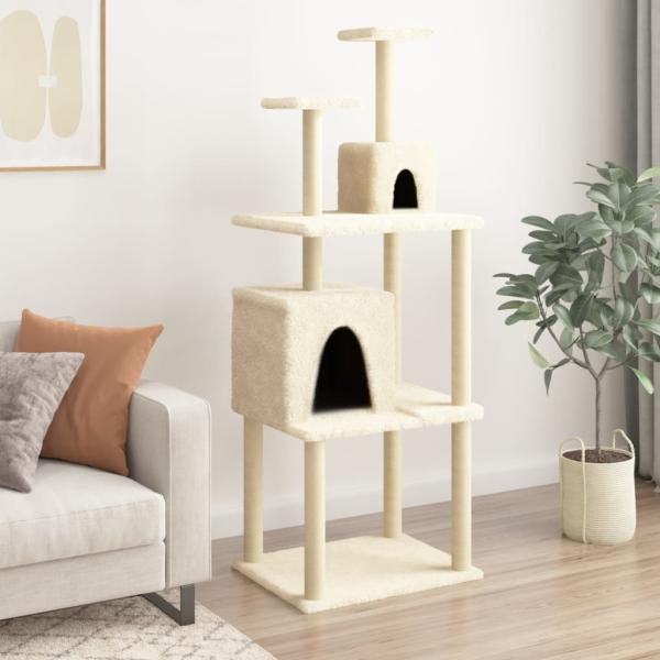 ARDEBO.de - Kratzbaum mit Sisal-Kratzsäulen Creme 167 cm