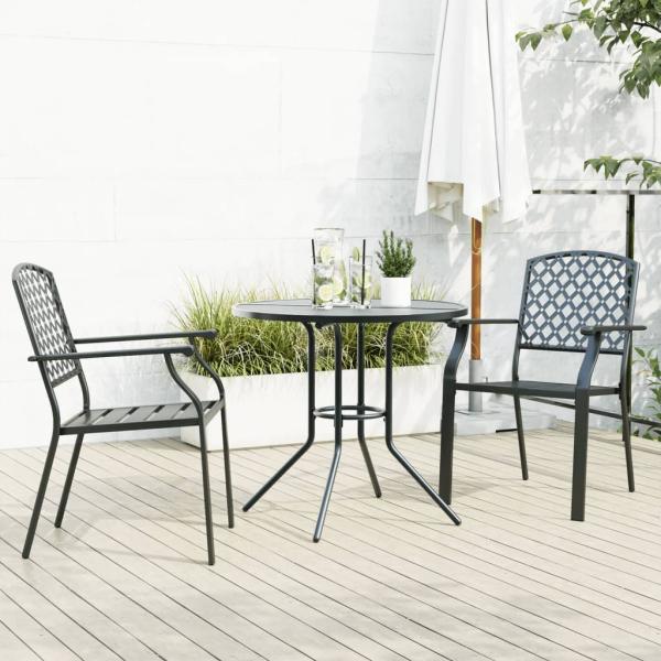 ARDEBO.de - Gartenstuhl-Set 3-tlg. Stapelbar Pulverbeschichteter Stahl
