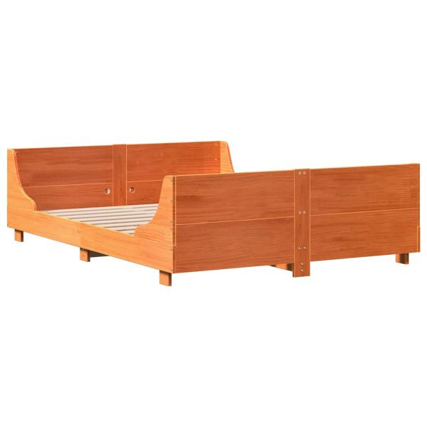 Massivholzbett ohne Matratze Wachsbraun 120x190 cm Kiefernholz