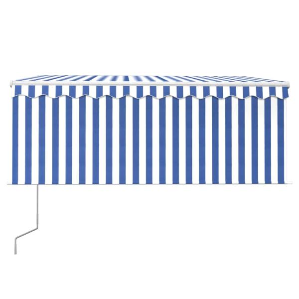 Markise Automatisch mit Rollo LED Windsensor 3x2,5 Blau & Weiß