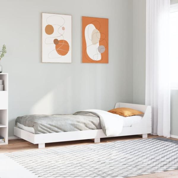 ARDEBO.de - Massivholzbett ohne Matratze Weiß 75x190 cm Kiefernholz