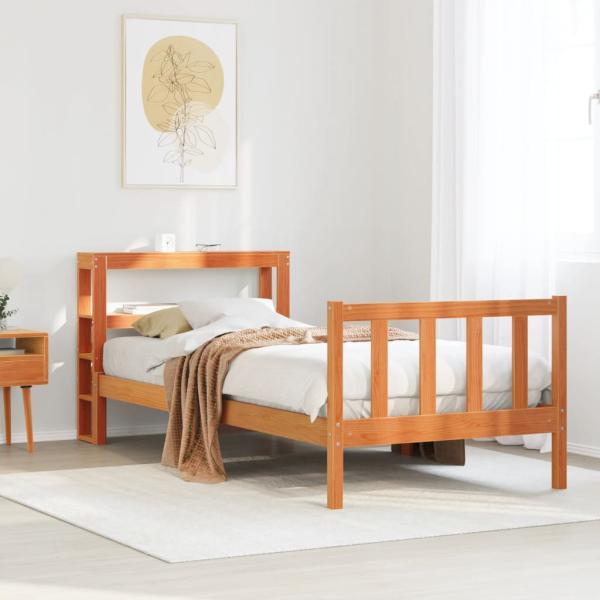 ARDEBO.de - Bettgestell mit Kopfteil ohne Matratze Wachsbraun 100x200 cm
