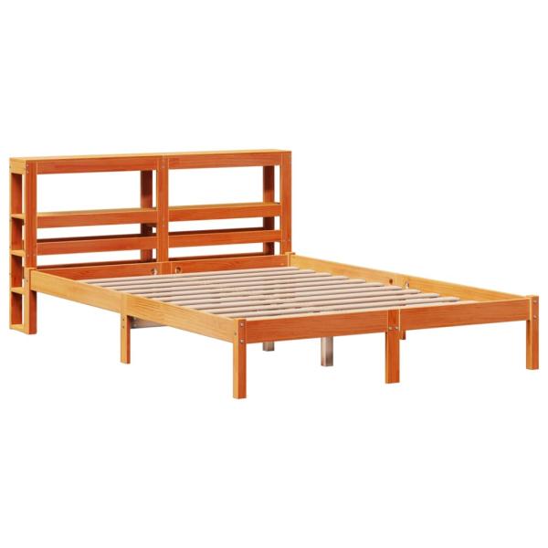 Bettgestell mit Kopfteil ohne Matratze Wachsbraun 135x190 cm