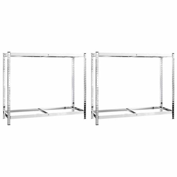 Reifenregale mit 2 B?den 2 Stk. Silbern 110x40x110 cm Stahl