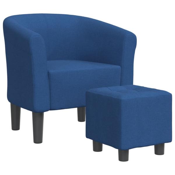 Clubsessel mit Fu?hocker Blau Stoff