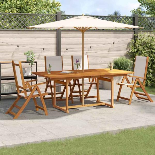 ARDEBO.de - 5-tlg. Garten-Essgruppe Massivholz Akazie und Textilene