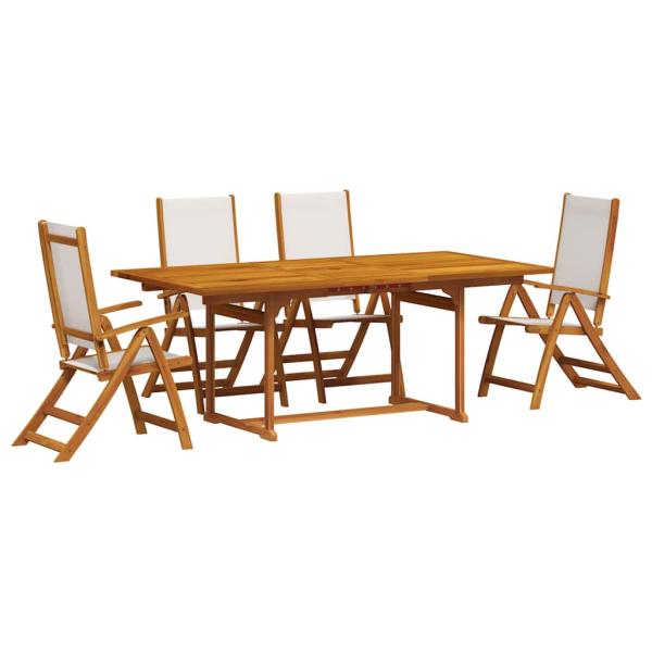 5-tlg. Garten-Essgruppe Massivholz Akazie und Textilene