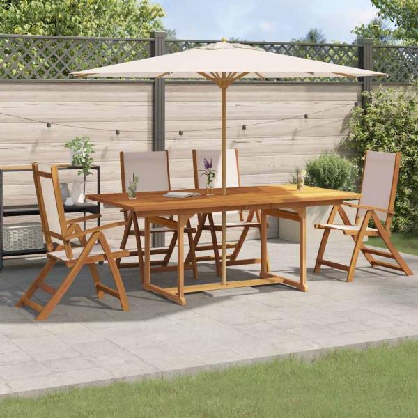 ARDEBO.de - 5-tlg. Garten-Essgruppe Massivholz Akazie und Textilene