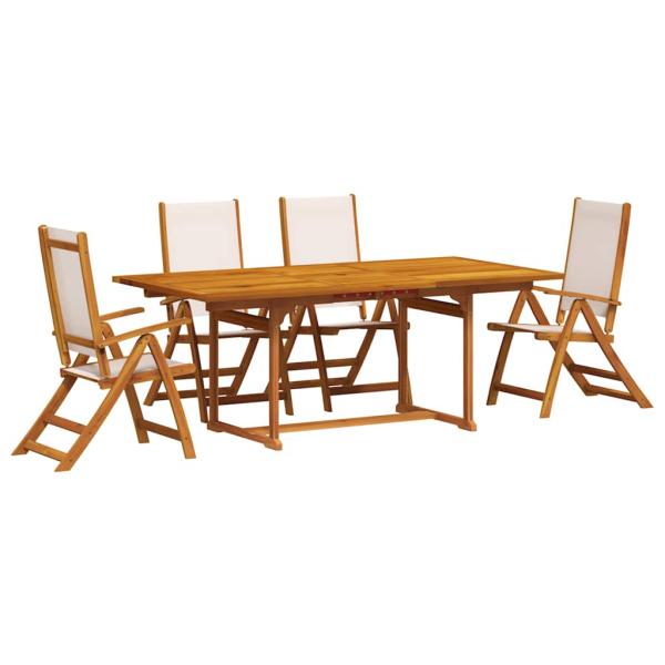 5-tlg. Garten-Essgruppe Massivholz Akazie und Textilene