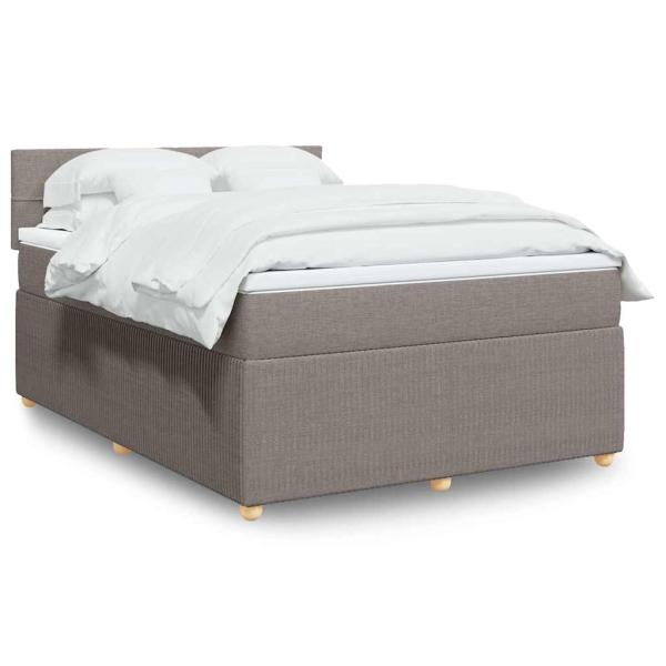 ARDEBO.de - Boxspringbett mit Matratze Taupe 140x200 cm Stoff