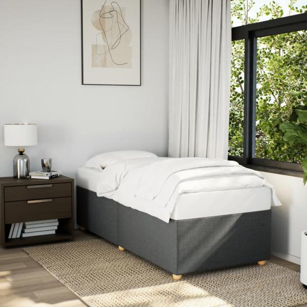 ARDEBO.de - Bettgestell ohne Matratze Dunkelgrau 90x190 cm Stoff