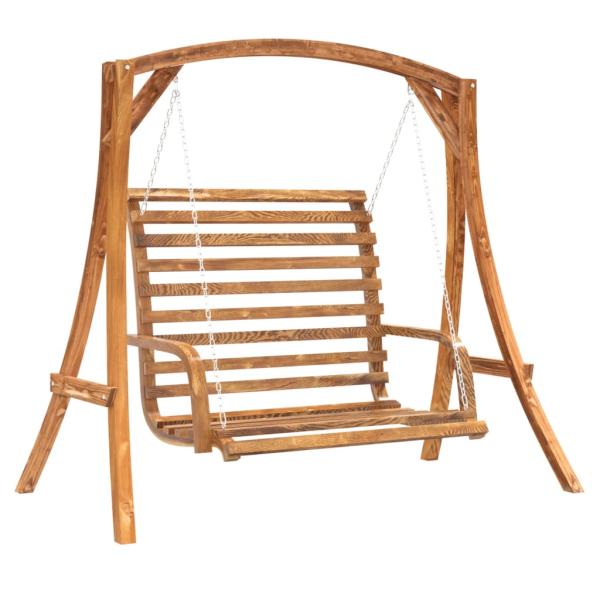 Hollywoodschaukel Massivholz Fichte mit Teak-Finish