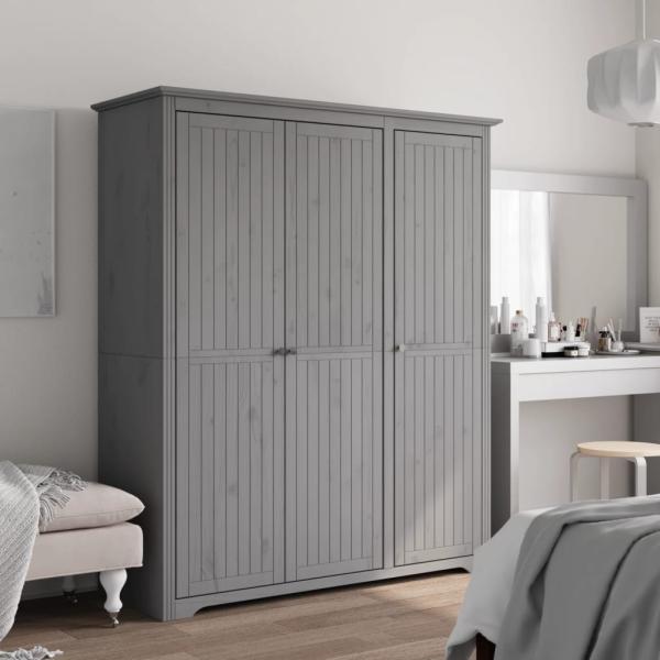 ARDEBO.de - Kleiderschrank BODO Grau 146x53,5x173 cm Massivholz Kiefer