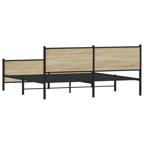 Metallbett ohne Matratze Sonoma-Eiche 193x203 cm