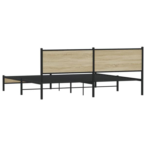 Metallbett ohne Matratze Sonoma-Eiche 193x203 cm