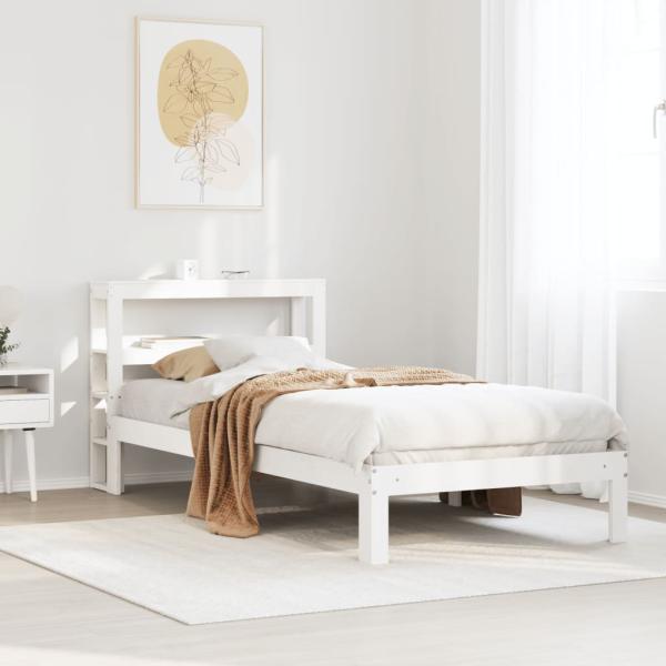 ARDEBO.de - Bettgestell mit Kopfteil ohne Matratze Weiß 75x190 cm