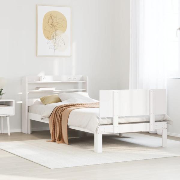 ARDEBO.de - Bettgestell mit Kopfteil ohne Matratze Weiß 100x200 cm